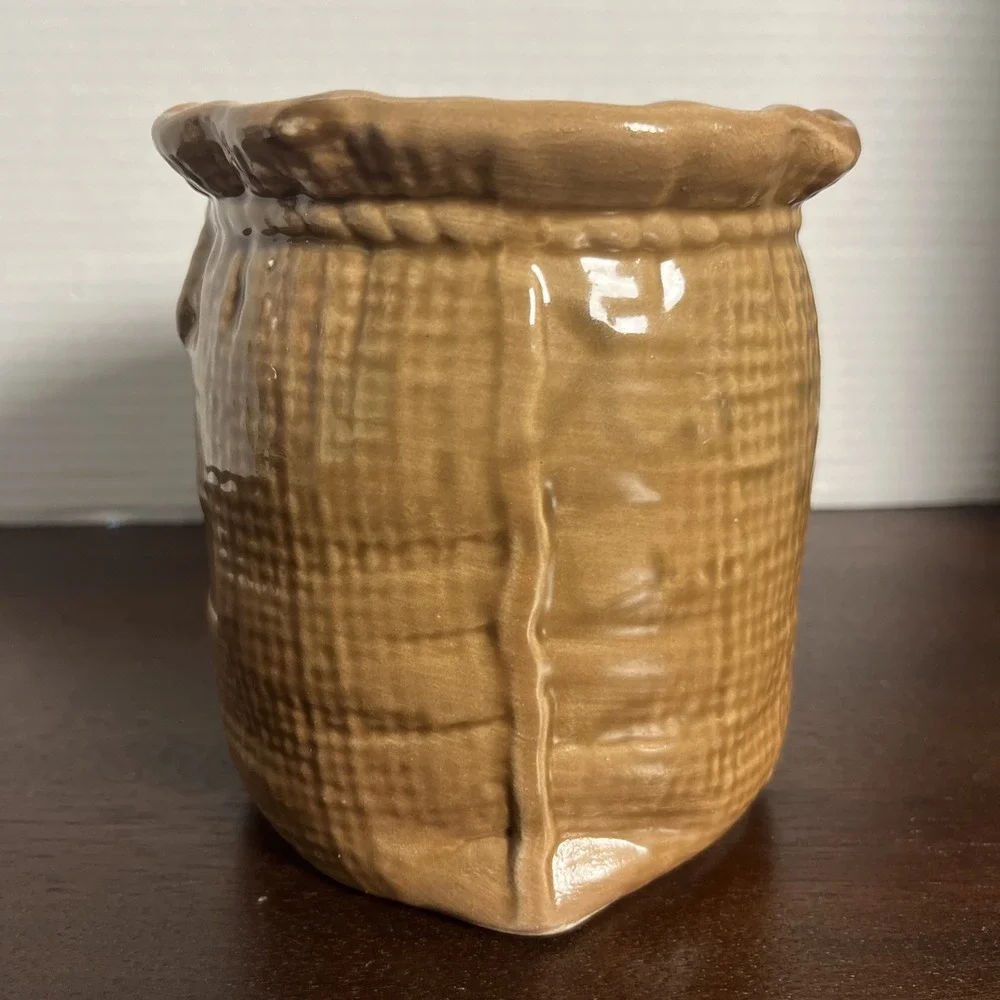 Vintage House of Webster Ceramics Sack O' Somethin Glazed Canister Planter Vase